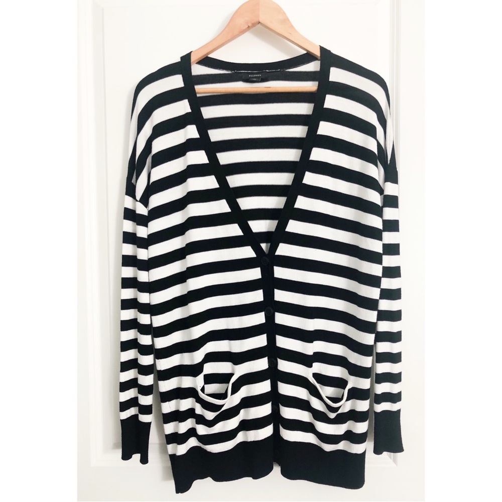 Halogen Black & White Striped Cardigan S